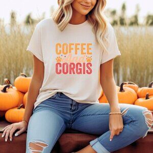 Coffee And Corgis Unisex T-Shirt Pullover Crewneck Short Sleeve Soft Relaxed Fit